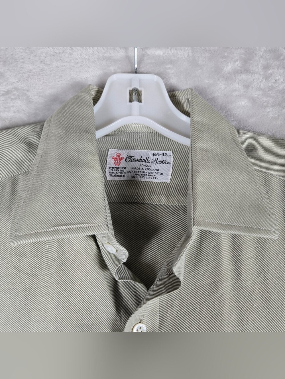 Turnbull & Asser Exclusive Button Up Mens Size 16 1/2 42 Striped Green Cotton - Picture 5 of 11